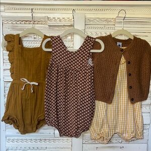 Fall Floral Gingham Baby Romper Bundle - Jamie Kay / Rylee + Cru / Petit Bateau